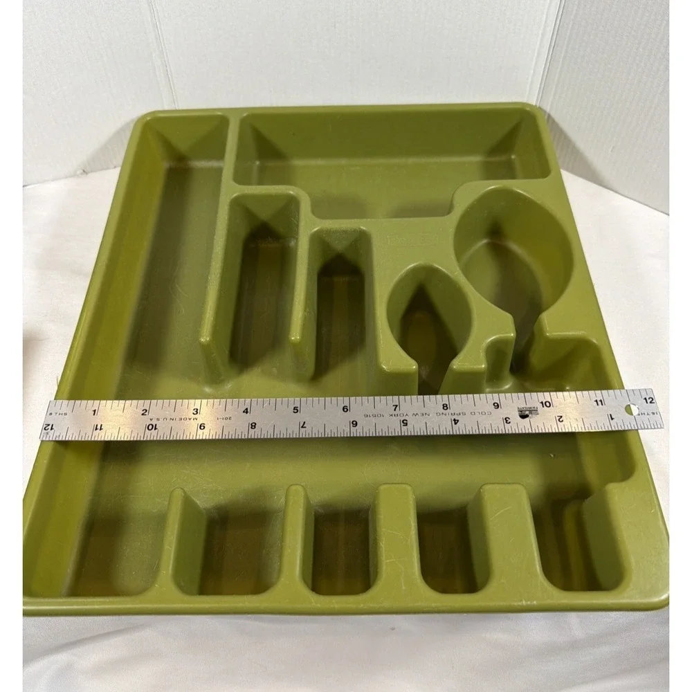 Rubbermaid Flatware Tray Holder Avocado Green Silverware 2922 Vintage MCM